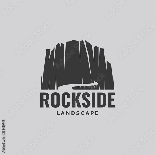 Rock stone with way illustration logo design vector template