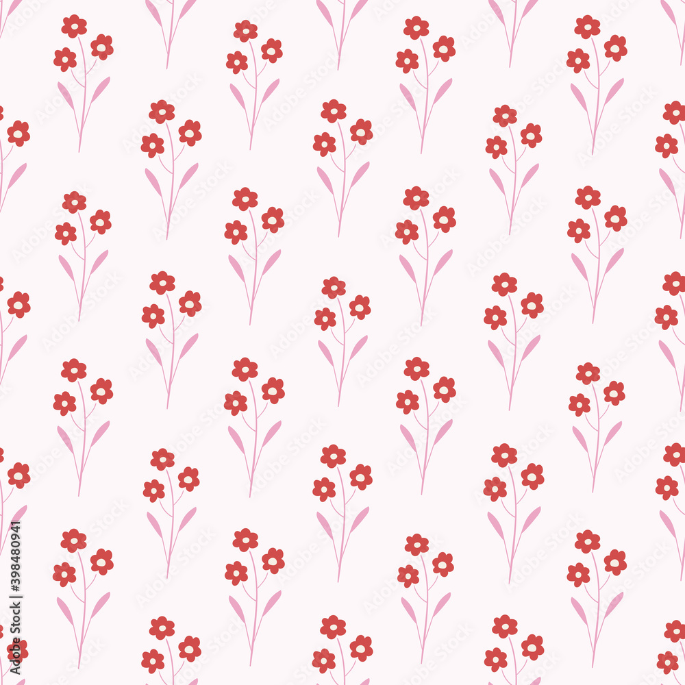 Red and Pink Trio Daisies Repeating Pattern
