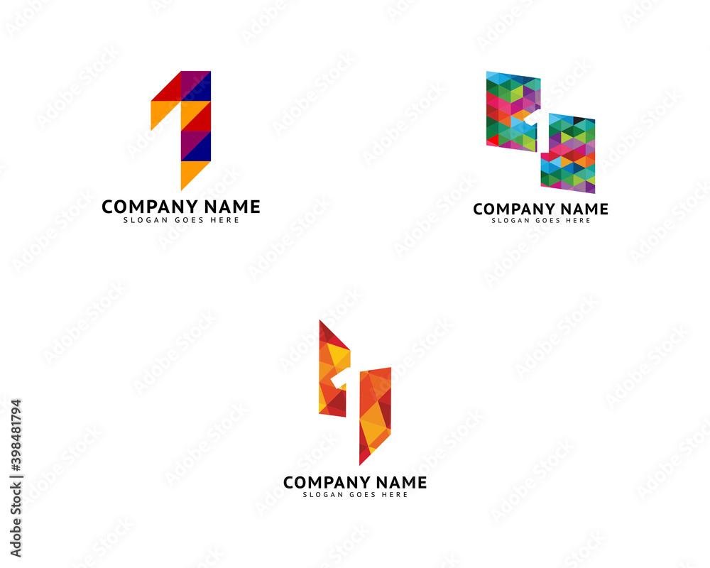 Set of Number one logo, Logo 1 vector template