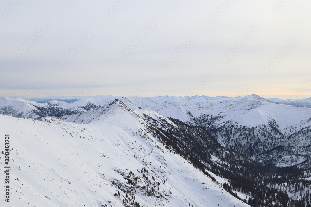 Russian winter. The hamardaban mountain range. Altitude 2000m.
