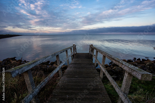 landscape of the shores of the northwest side of the IJsselmeer at sunset in the Netherlands