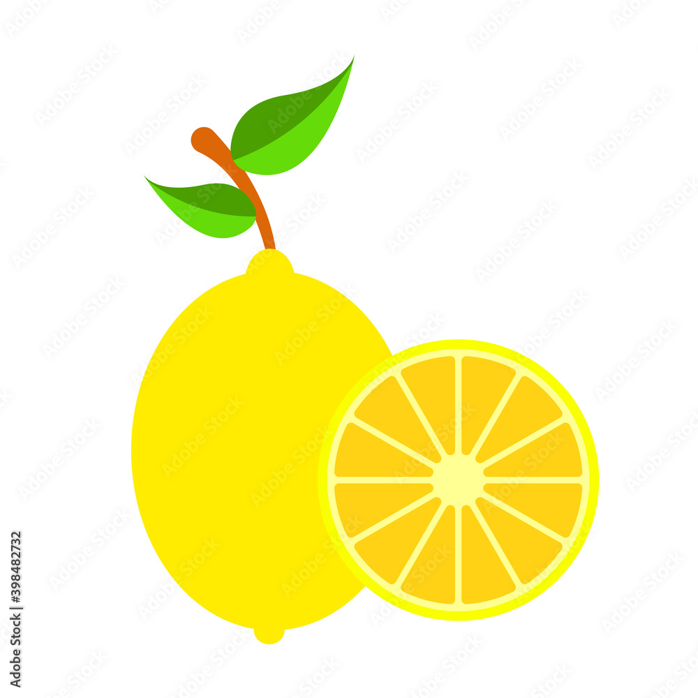 Fresh lemon fruits, collection of illustrations Fresh lemon fruits, collection of illustrations