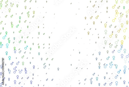 Light multicolor, rainbow vector pattern with gender elements.
