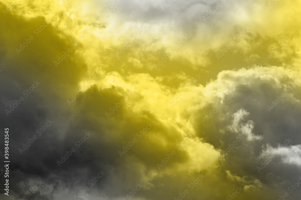 Clouds in trendy colors 2021. Gray and Yellow