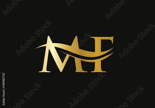 Minimalist Letter MF Logo Design with water wave concept. MF letter logo design photo