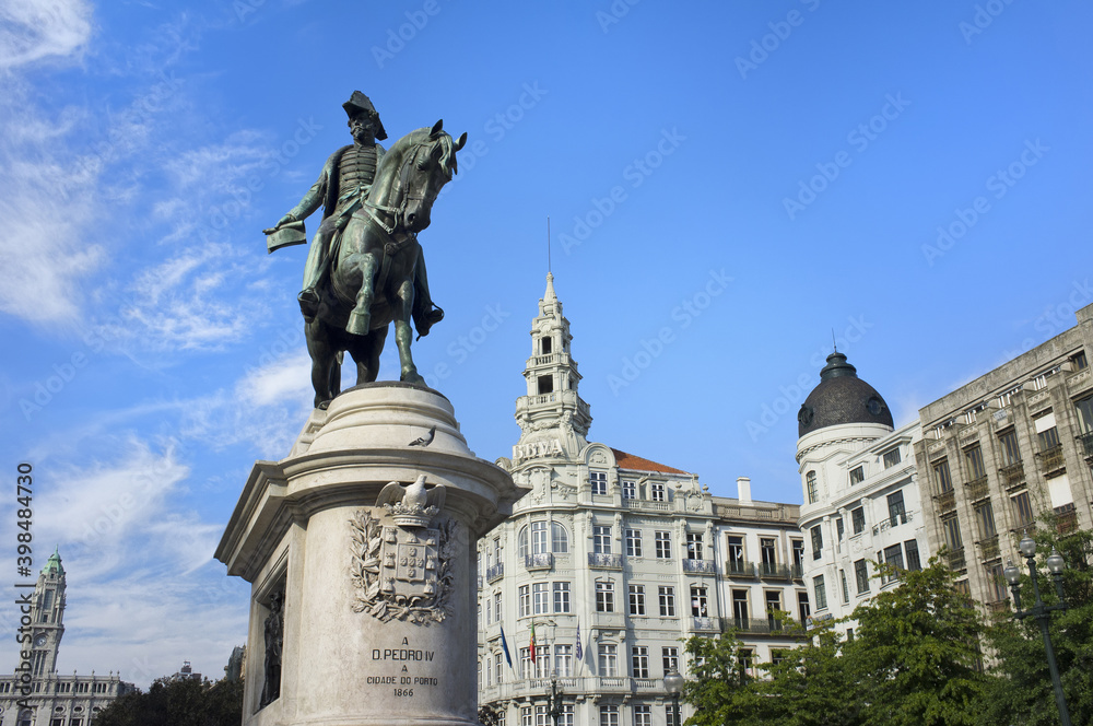 Aliados avenue, Dom Pedro IV Statue, Porto, Portugal, Unesco World Heritage Site