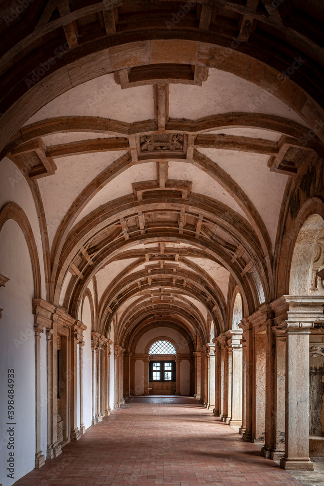 Cloisters and hallways of the Convent of Christ in Tomar, Portugal