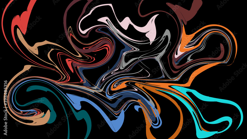Multicolored abstract background of various lines and wave bands of splashes and bursts of energy sparkling magical electric. Texture. illustration