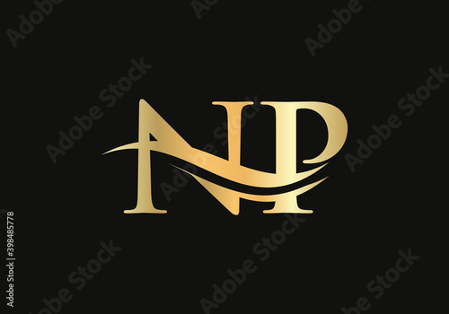 Water Wave NP Logo Vector. Swoosh Letter NP Logo Design for business and company identity.