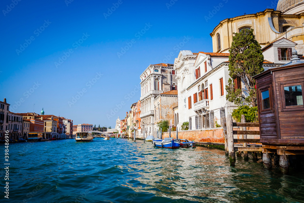 Ancient houses in the channels of Venice, Venetian, Italy