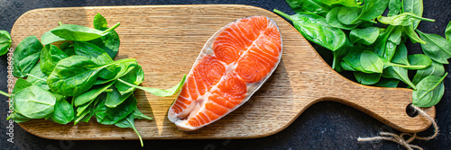 salmon seafood fish raw snack ready to eat on the table healthy meal ingredient top view copy space for text food background rustic