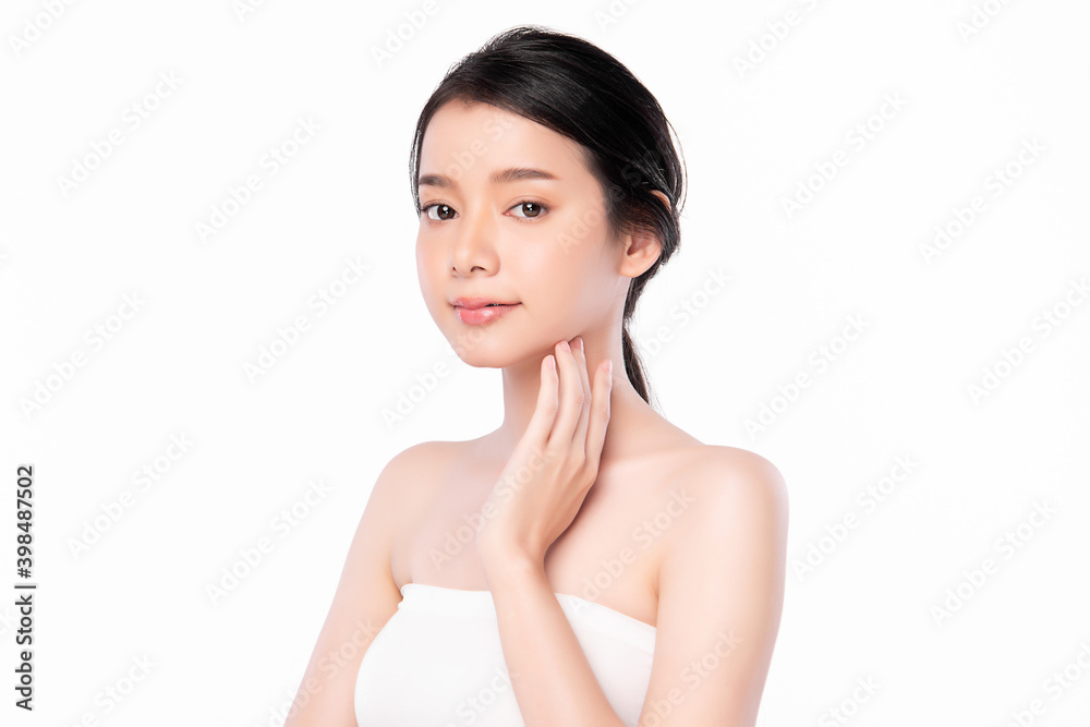 Beautiful Young asian Woman with Clean Fresh Skin, on Pink background, Face care, Facial treatment. Cosmetology, beauty and spa. Asian women portrait Beautiful Young asian Woman with Clean Fresh Skin, on Pink background, Face care, Facial treatment. Cosmetology, beauty and spa. Asian women portrait