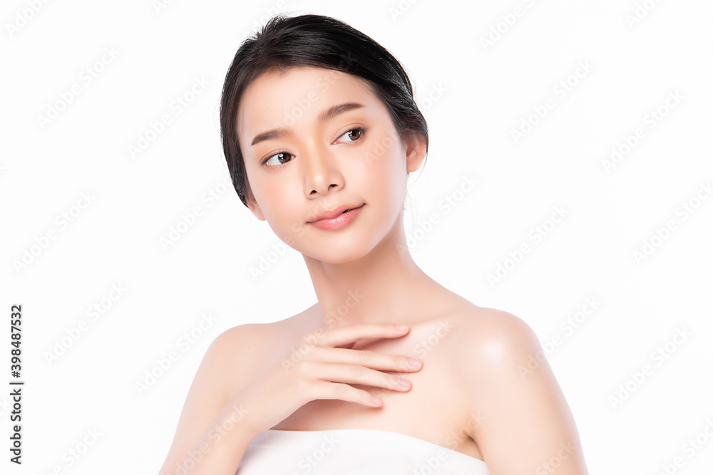 Beautiful Young asian Woman with Clean Fresh Skin, on Pink background, Face care, Facial treatment. Cosmetology, beauty and spa. Asian women portrait Beautiful Young asian Woman with Clean Fresh Skin, on Pink background, Face care, Facial treatment. Cosmetology, beauty and spa. Asian women portrait