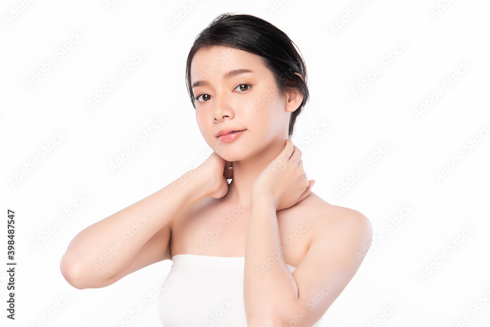 Beautiful Young asian Woman with Clean Fresh Skin, on Pink background, Face care, Facial treatment. Cosmetology, beauty and spa. Asian women portrait Beautiful Young asian Woman with Clean Fresh Skin, on Pink background, Face care, Facial treatment. Cosmetology, beauty and spa. Asian women portrait