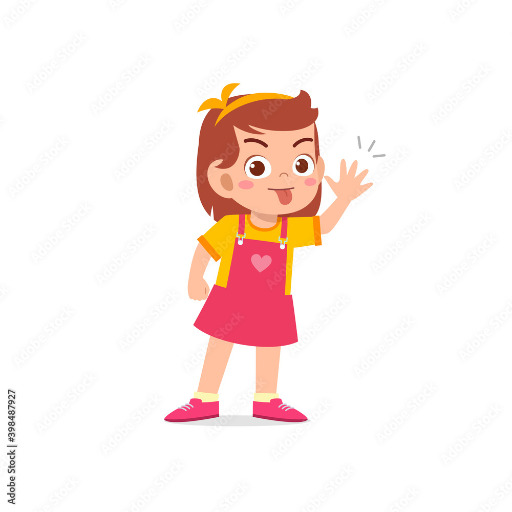 cute little kid girl showing grimace face expression gesture cute little kid girl showing grimace face expression gesture