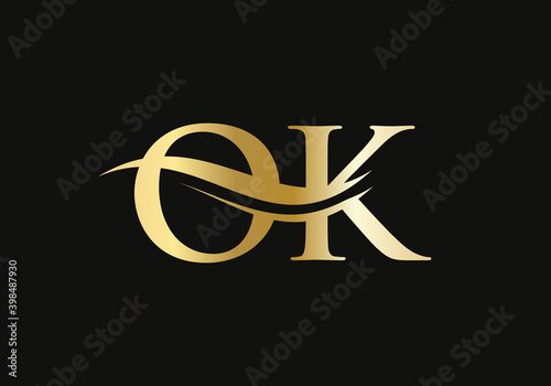 Premium OK letter logo design. OK Logo for luxury branding. Elegant and stylish design for your company. 