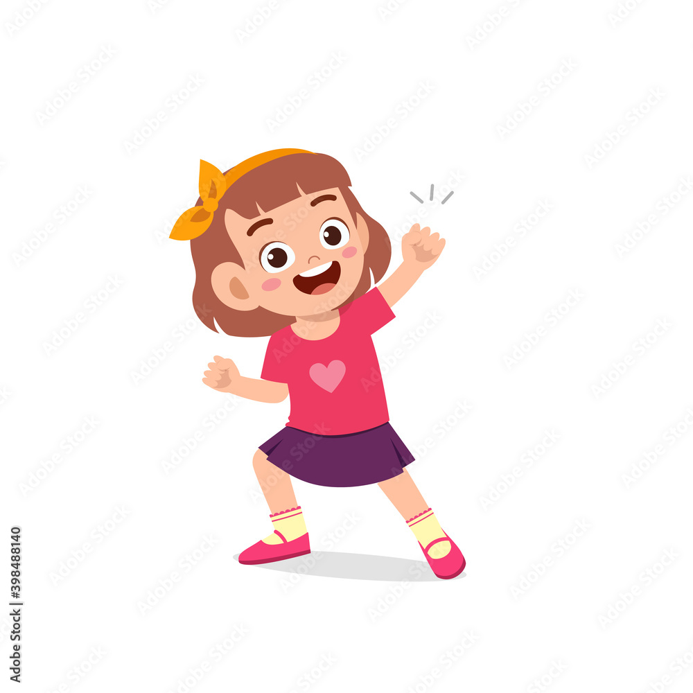 cute little kid girl show win fist up expression gesture cute little kid girl show win fist up expression gesture