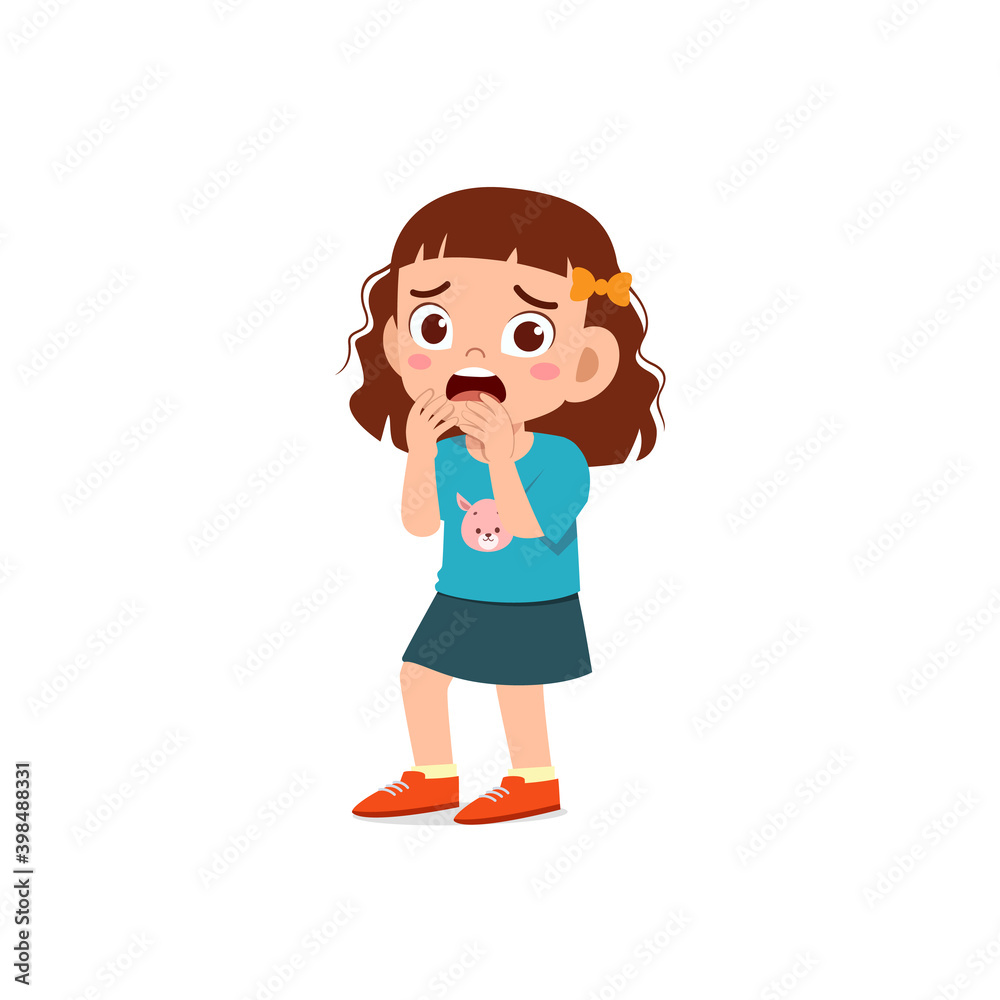 cute little kid girl feeling scared and shocked expression gesture cute little kid girl feeling scared and shocked expression gesture