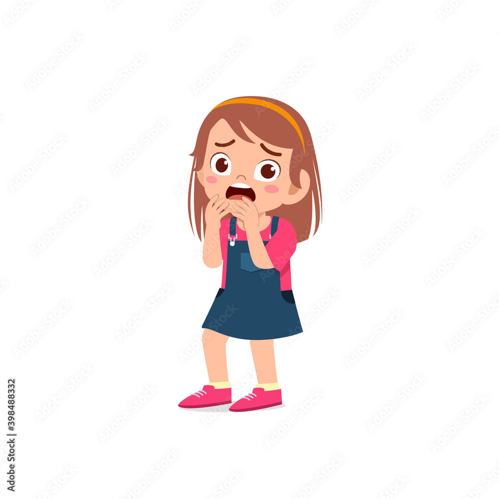 cute little kid girl feeling scared and shocked expression gesture cute little kid girl feeling scared and shocked expression gesture