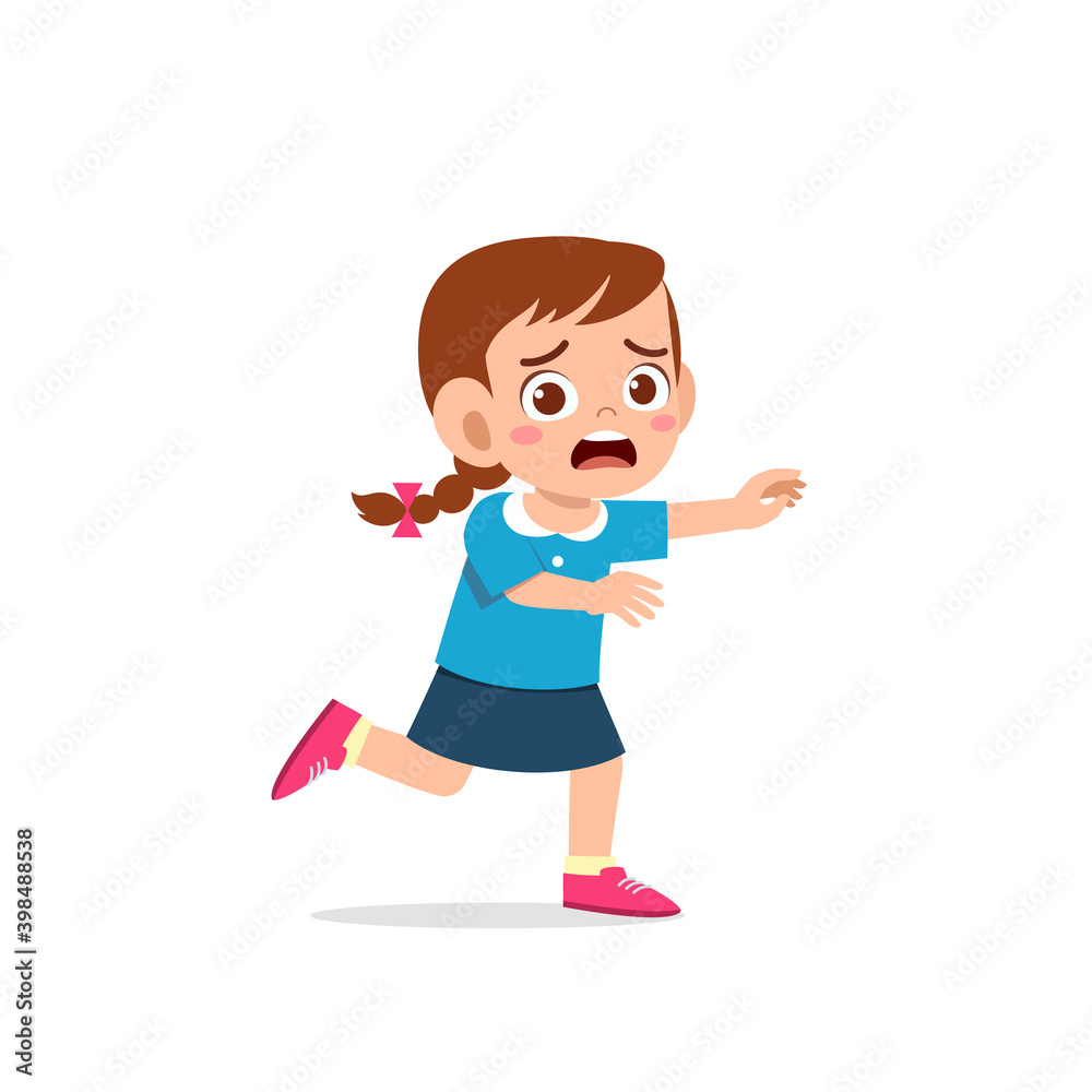 cute little kid girl scared and run expression gesture cute little kid girl scared and run expression gesture