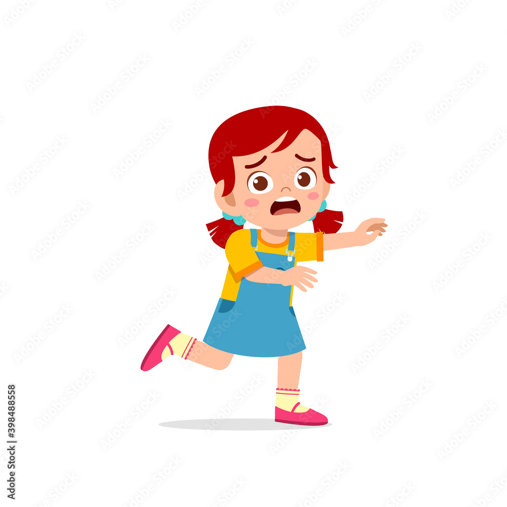 cute little kid girl scared and run expression gesture cute little kid girl scared and run expression gesture