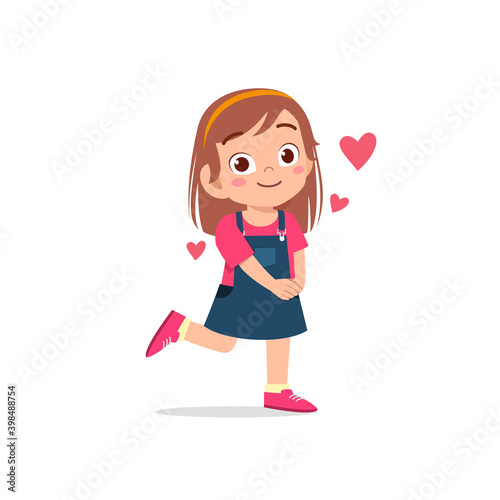 cute little kid girl feeling loved expression gesture