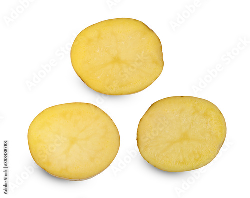 potatoes sliced isolated on white background