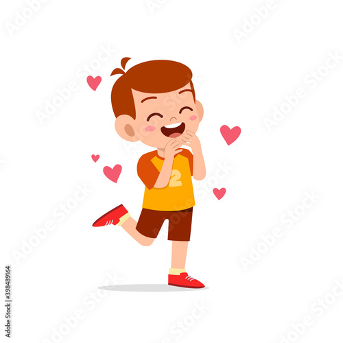cute little kid boy feeling loved expression gesture