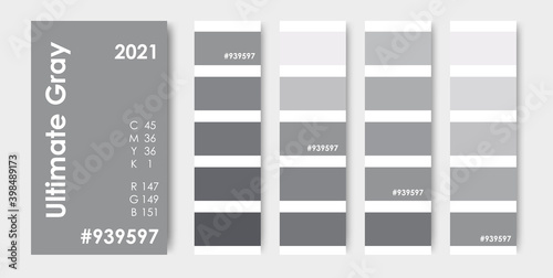 Color of the year 2021 for print and digital use. Color system of Ultimate Gray for graphic design 2021abstract background. Vector color proof for web, print color palette guide trend 2021