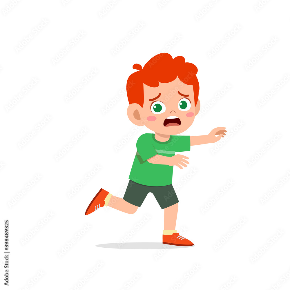 cute little kid boy scared and run expression gesture cute little kid boy scared and run expression gesture