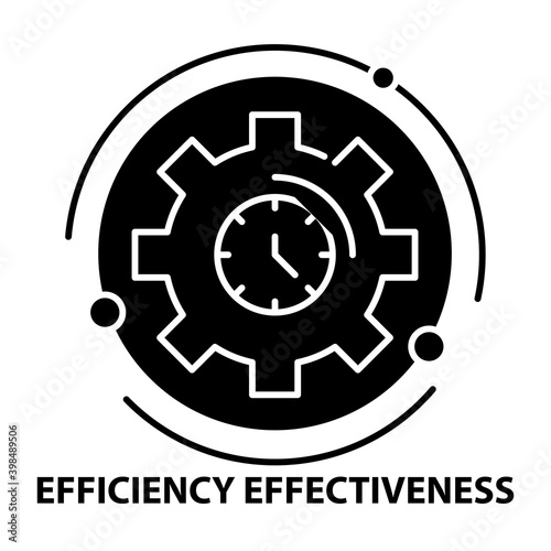 efficiency and effectiveness icon, black vector sign with editable strokes, concept illustration photo