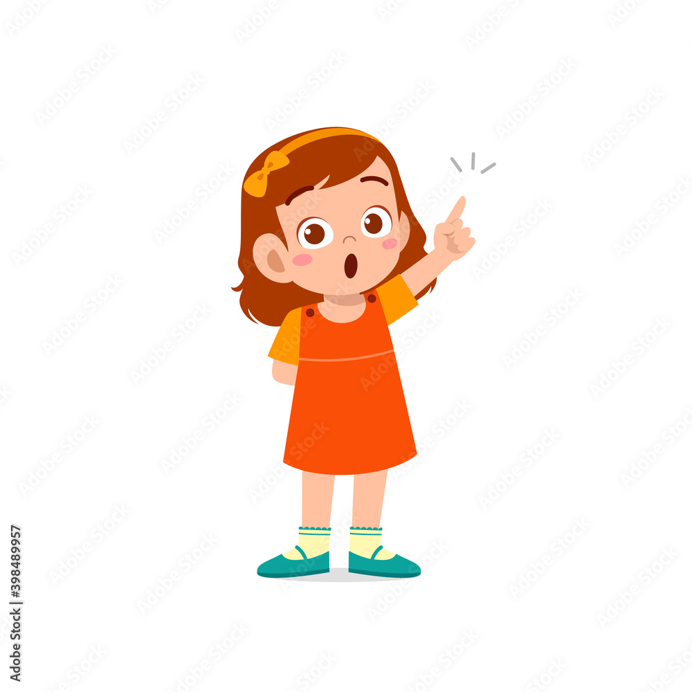 cute little kid girl thinking and has an idea face expression gesture cute little kid girl thinking and has an idea face expression gesture