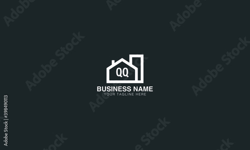 QQ Q  initial creative logo with home vector template image. Real estate logo vector.