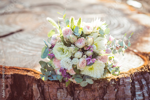 Boho Vintage Wedding Bouquet for Spring wedding  with Eucalyptus on a tree stamp