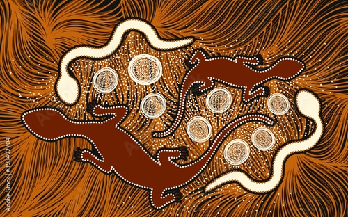 Snake and lizard aboriginal art