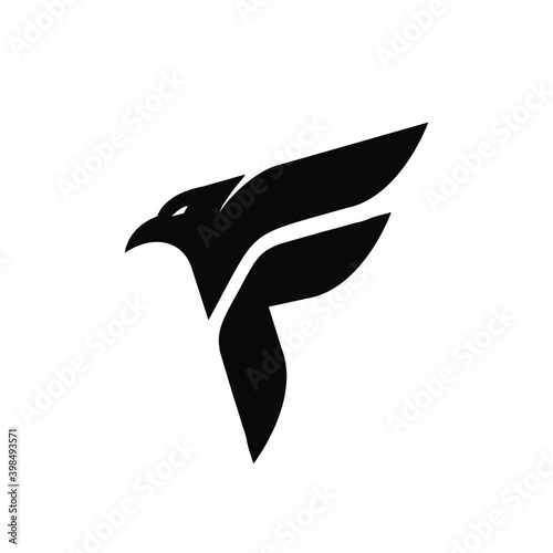 eagle falcon with Letter F logo design template 