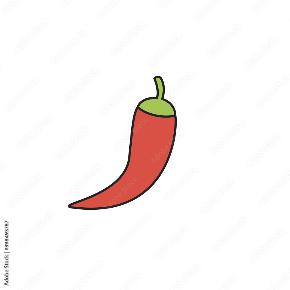 Chilli, simple vector icon, filled outline. Chilli, simple vector icon, filled outline.