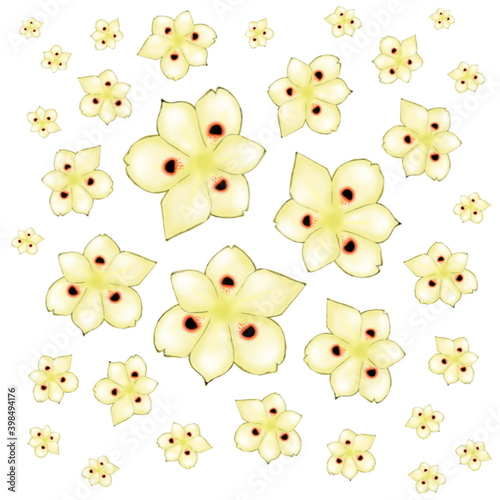 pattern design of yellow orchid on white 