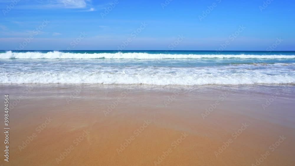 Phuket Karon beach of ocean waves crashing against an empty sand beach on December 9,2020 Empty beach deserted and New normal after covid-19 Phuket beach is famous tourist destination at Phuket Phuket Karon beach of ocean waves crashing against an empty sand beach on December 9,2020 Empty beach deserted and New normal after covid-19 Phuket beach is famous tourist destination at Phuket