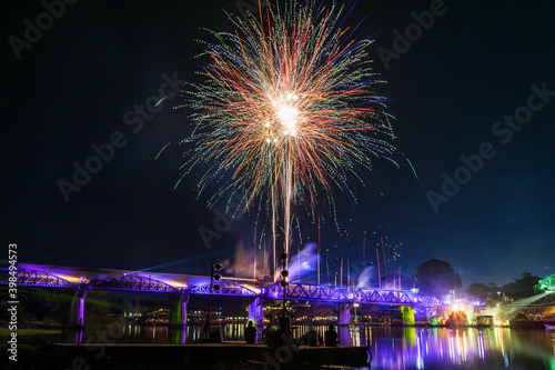  Light and sound festival of Bridge over the River Kwai Kanchanaburi © Prayong