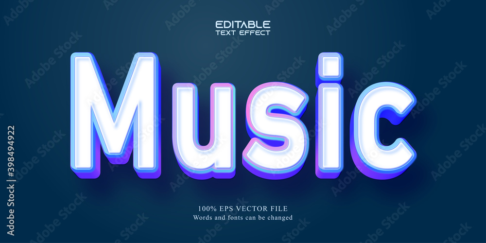Fotografie Music text, cartoon style editable text effect