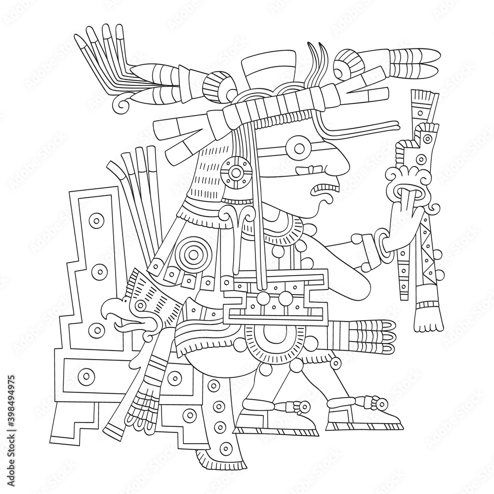 Fototapeta premium vector image with Aztec god Xiuhtecuhtli lord of fire for your project