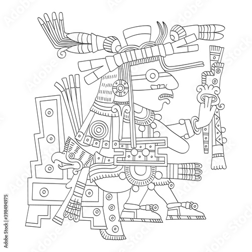vector image with Aztec god  Xiuhtecuhtli lord of fire for your project