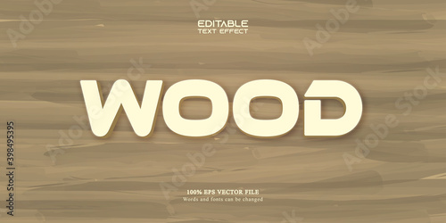 Wood  text, cartoon style editable text effect