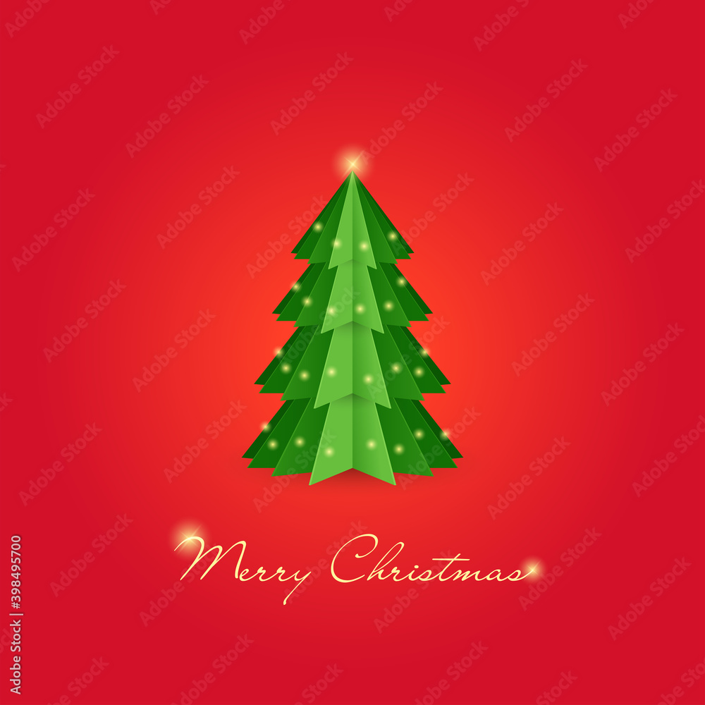Green origami Christmas tree