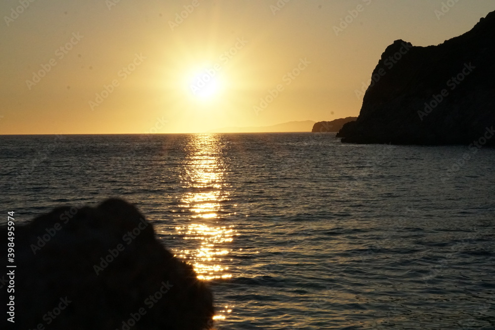corfu, porto timoni, pirate beach, beach, sunset, sun, greece