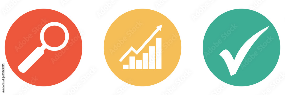 Bunter Banner mit 3 Buttons: Lukrative Investments, Aktien oder Unternehmen finden Bunter Banner mit 3 Buttons: Lukrative Investments, Aktien oder Unternehmen finden