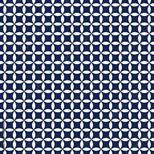Asian seamless circles pattern. Japanese blue pattern. Ornament vector illustration. Vector illustration