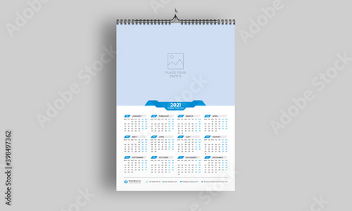 Wall calendar template with creative modern layout