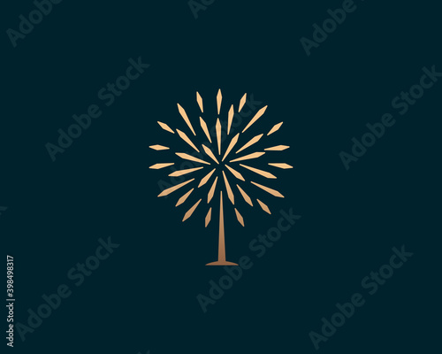 Tree flower symbol icon logotype. Creative explosion tree of the universe icon logo design vector template minimal style illustration.